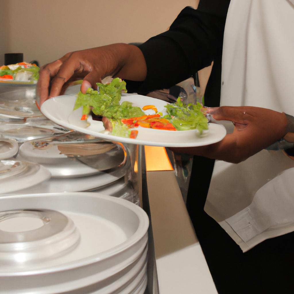 Person serving food in hotel