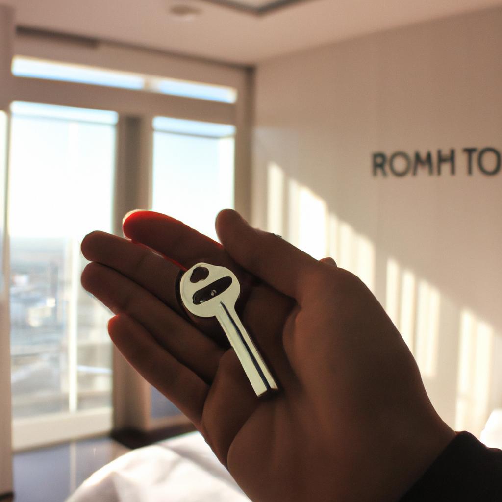 Person holding hotel room key