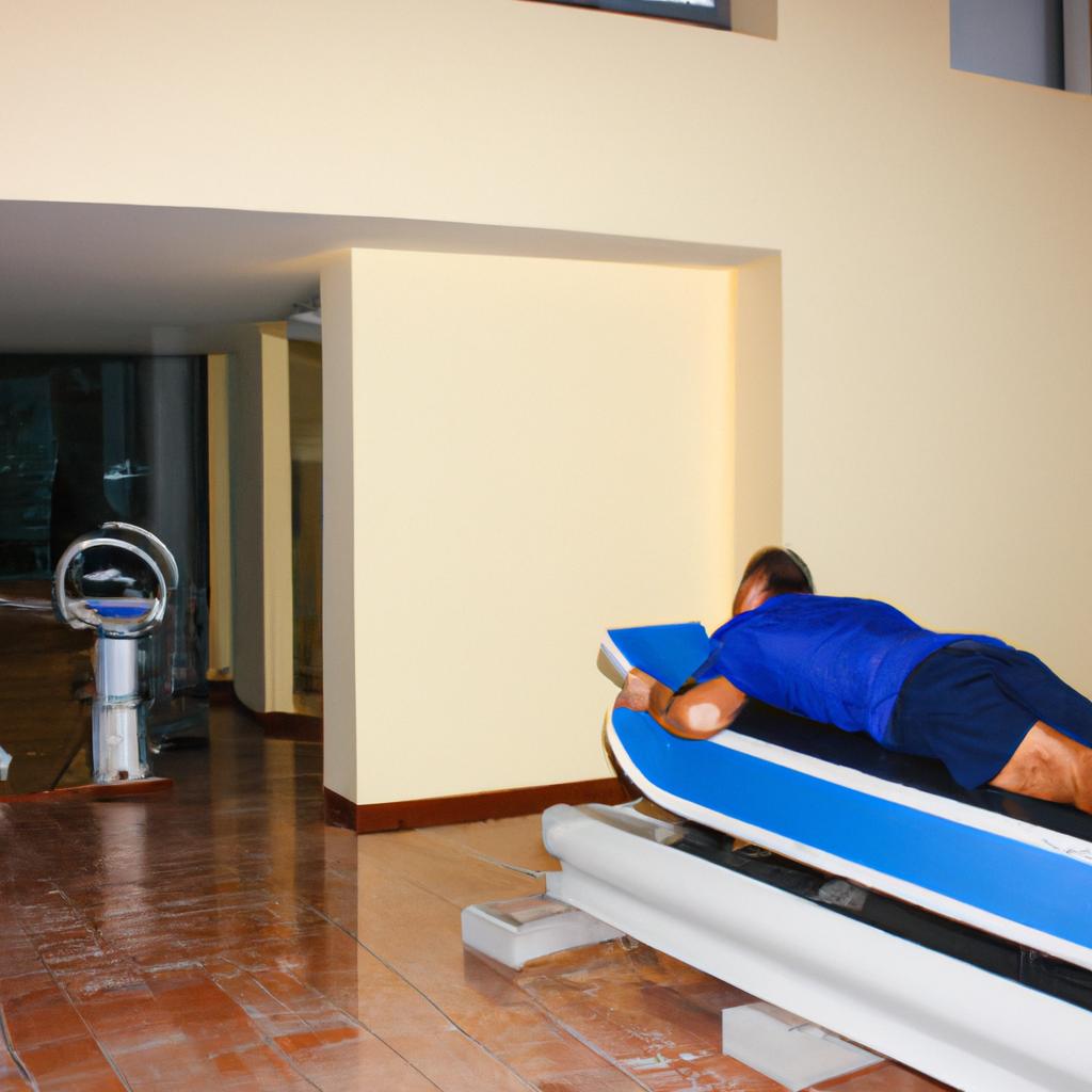 Person exercising in hotel spa