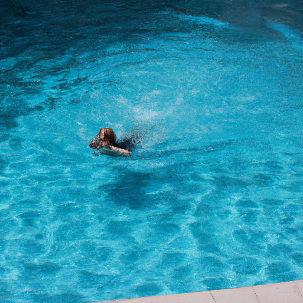 Person swimming in hotel pool