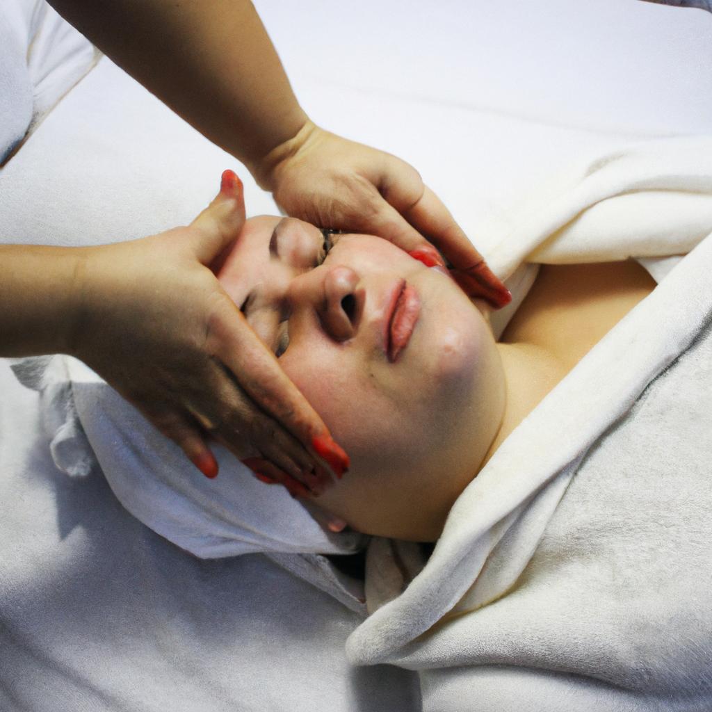 Person receiving spa treatment, relaxed