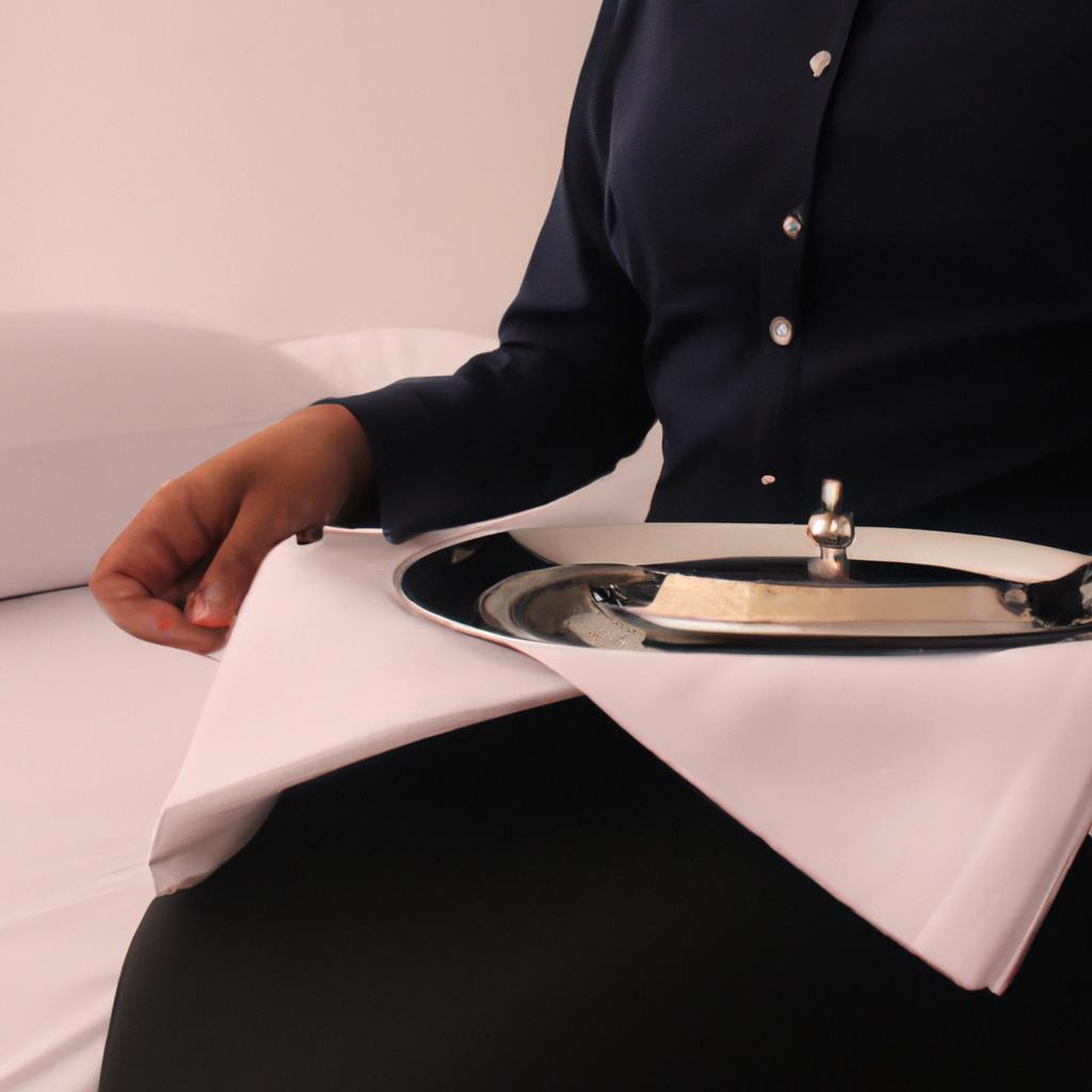 Person holding room service tray