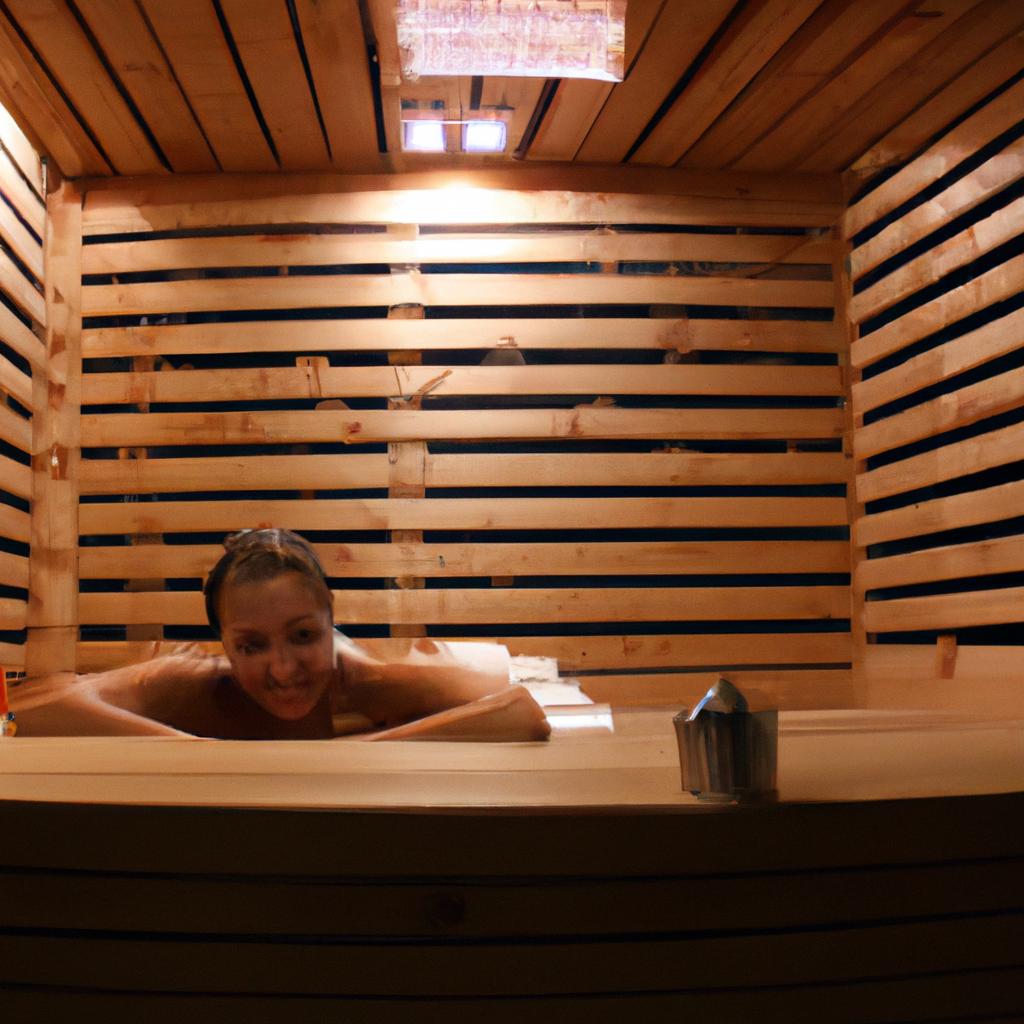 Person enjoying sauna in spa