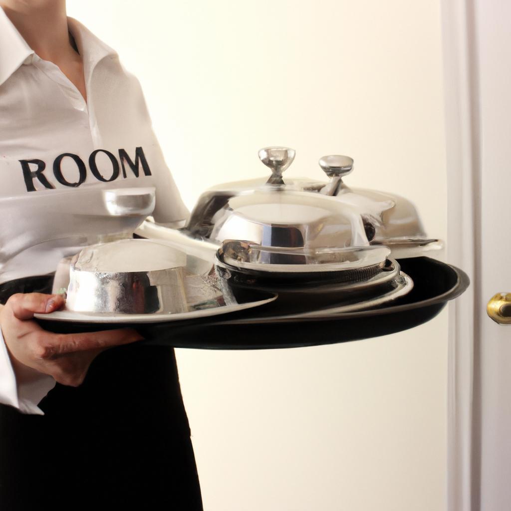 Person holding room service tray