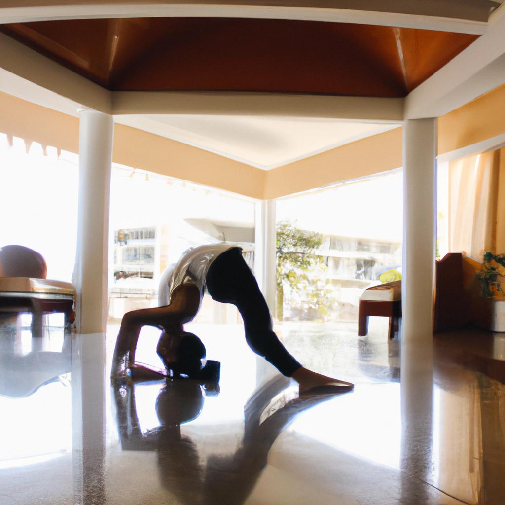 Person doing yoga at hotel